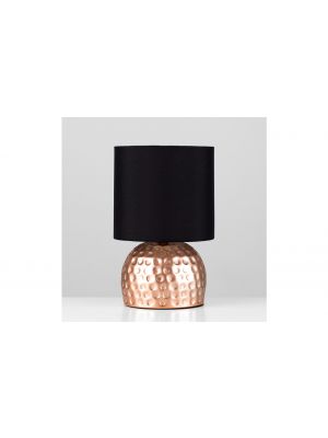 Cabosse Hammered Copper Painted Touch Table Lamp with Black Shade