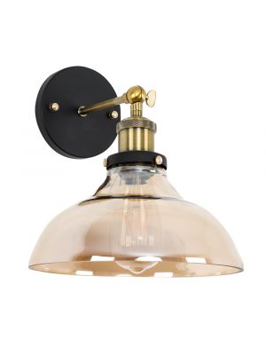 Wallace Steampunk Wall Light Amber with Glass Shade
