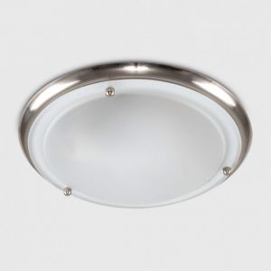IP44 Flush LED Ceiling Light Satin Nickel