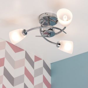 Kavio 3 Way LED Ceiling Light Frosted Glass