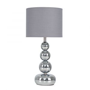 Marissa Chrome Touch Table Lamp Grey Shade