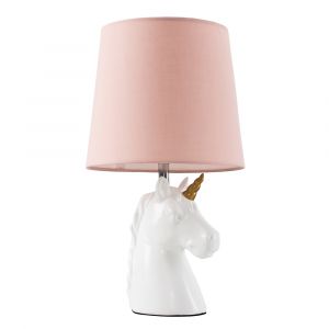 Unicorn Ceramic Table Lamp with Dusky Pink Shade