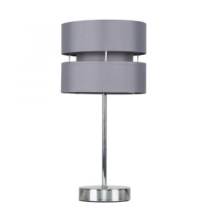 Pinto Chrome Touch Table Lamp with Grey Shade