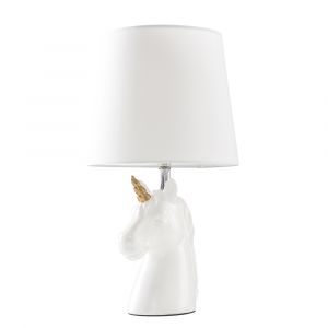 Unicorn Ceramic Table Lamp with White Tapered Shade
