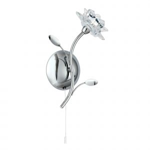 Mirrorstone Bellis Chrome Wall Light With Clear Flower Glass