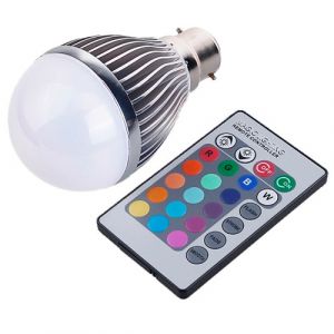 B22 RGB 7w LED Bulb Globe, 480 Lumens With Remote Control