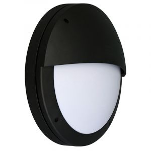 Diecast 18w Black/ Opal Round Eyelid LED Bulkhead With Emergency And Photocell