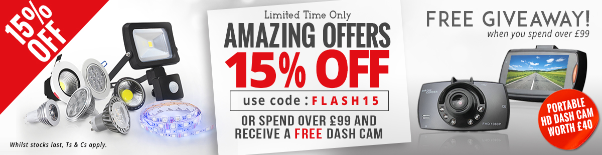 Special SALE LED Discount of 15% off in case you add to your shopping cart the code FLASH15